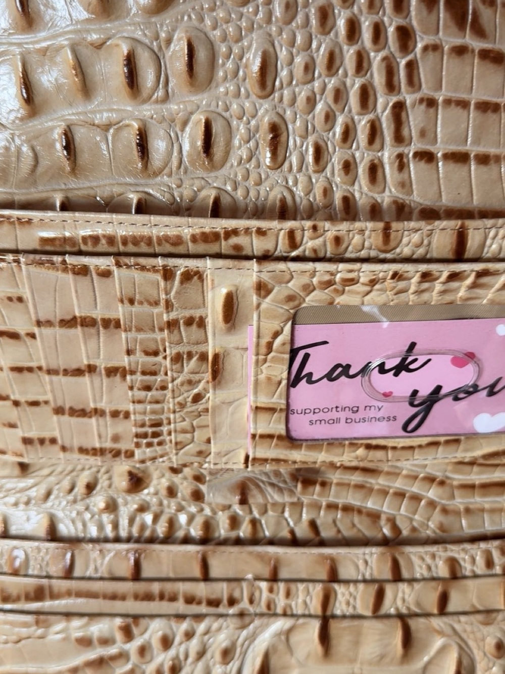 Brahmin Beige and Tan Patchwork Textured Clutch Wallet - Picture 4 of 7